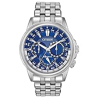 Men's Classic Calendrier Eco-Drive Watch, 12/24 Hour Time, 3-Hand Day and Date, Anti-Reflective Mineral Crystal, Luminous Hands