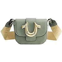 True Religion Women's Crossbody Bag, Mini Flap Adjustable Shoulder Handbag with Horseshoe Logo