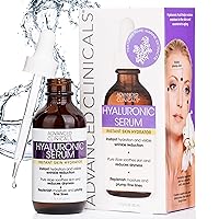 Advanced Clinicals Pure Hyaluronic Acid Serum For Face | Facial Moisturizer | Hydrating Facial Skin Care Product | Anti Aging Serum For Face, Wrinkles, Dark Spots, Fine Lines, & Dry Skin, 1.75 Fl Oz