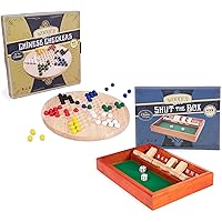 Brybelly Chinese Checkers and Shut The Box Classic Games Bundle - Traditional Wooden Games for All Ages - Children's Counting and Math Games for Family Game Night