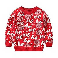 Christmas Sweater Novelty Xmas Holiday Party Pullover Toddler Boys Girls Cartoon Prints Sweater Baby Knitted