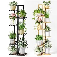 Bamboo Plant Stands 6 Tier Black And 7 Tier Natural