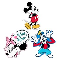 Hallmark Disney Pack of 3 Stickers for Water Bottles, Planners, Notebooks, Wall (Mickey, Minnie, and Goofy Decals for Kids, Teens, Adults)