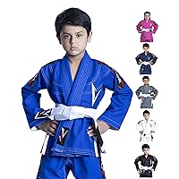 Brazilian BJJ Gi Jiu Jitsu Gi for Child Kids Gi Uniform Durable Pant & Jacket 100% Cotton with Free Belt