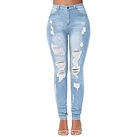 KDF Women's High Waisted Jeans for Women Distressed Ripped Jeans Slim Fit Butt Lifting Skinny Stretch Jeans Denim Pants