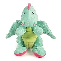 goDog Dragons with Chew Guard Technology Durable Plush Squeaker Dog Toy, Large, Seafoam, Plush Dog Toy