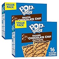 Pop Tarts Chocolate Chip Flavour (2) Box SimplyComplete Bundle (32 Total) for Kid Snacks, Value Pack Snacking at Home School Office or with Friends Family