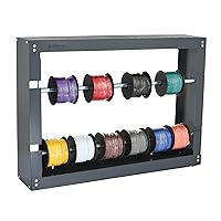 uyoyous Wire Spool Rack 29.5 x 25.2 inch Cold-Rolled Steel Cable Dispenser Cart with Locked Wheels 6 Rods Electrical Wire Spool Storage Dispenser