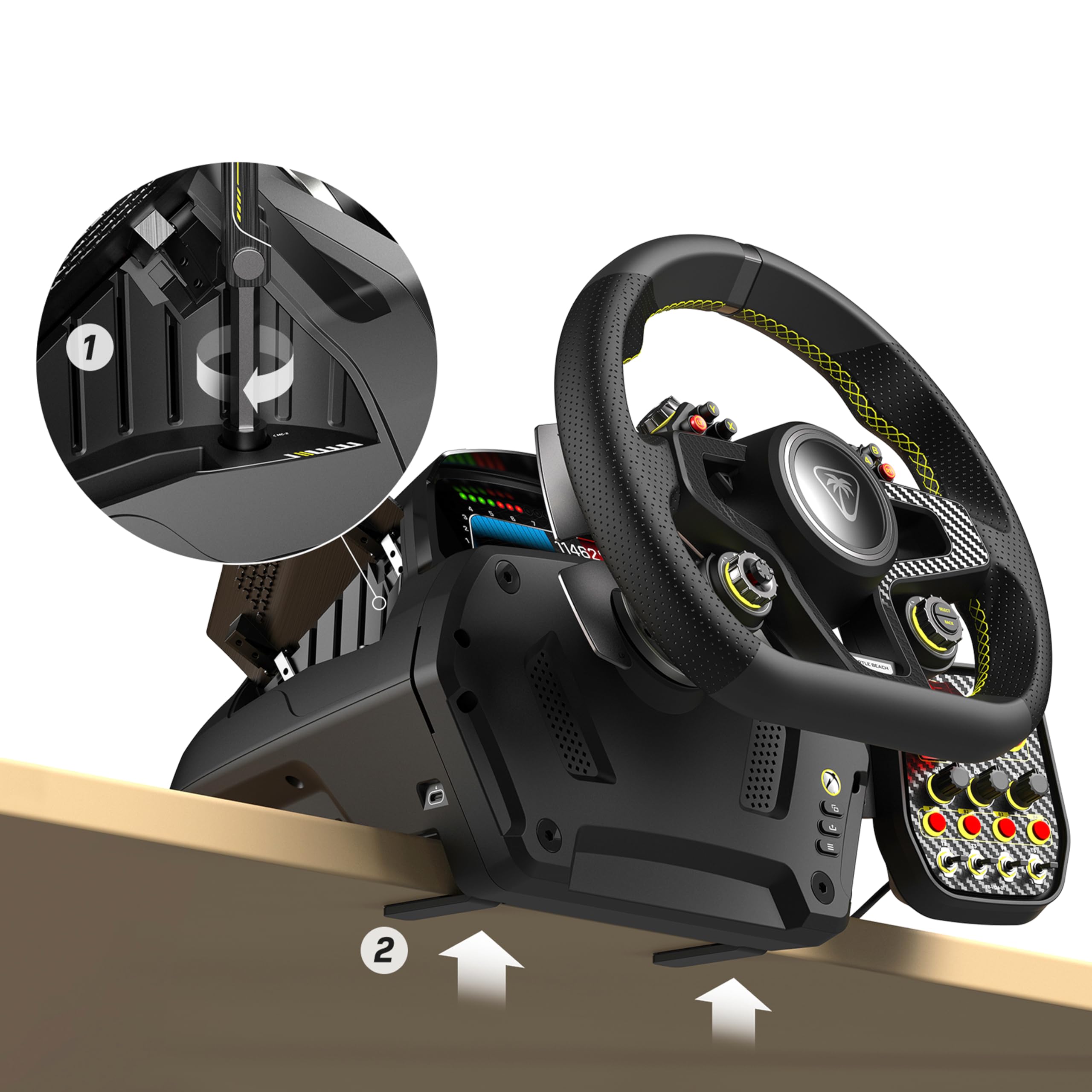 Turtle Beach VelocityOne Race Wheel & Pedal System Licensed for Xbox Series X|S, Xbox One, Windows 10 & 11 PCs – Force Feedback, Three Pedals & Magnetic Paddle Shifters, Hall Effect Sensors