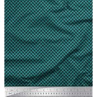 Soimoi Silk Green Fabric - by The Yard - 42 Inch Wide - Herringbone Small - Classic Style with Small Herringbone Patterns Printed Fabric
