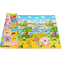 Play Mat (Large, Playful - Pinko & Friend) 82'' x 55'' Original One-Piece Reversible Rollable Waterproof Play Mat for Infants, Babies, Toddler, and Kids