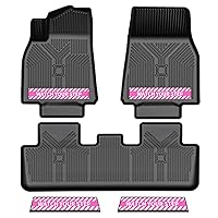Anti-Slip All-Weather Car Floor Mats 5Pcs Custom Fit 2020-2024 Tesla Model Y (5 Seater) | Rubber Car Floor Liners w/Weather Strips | Automotive Carpet for Winter, Ski, Hunting, Camping