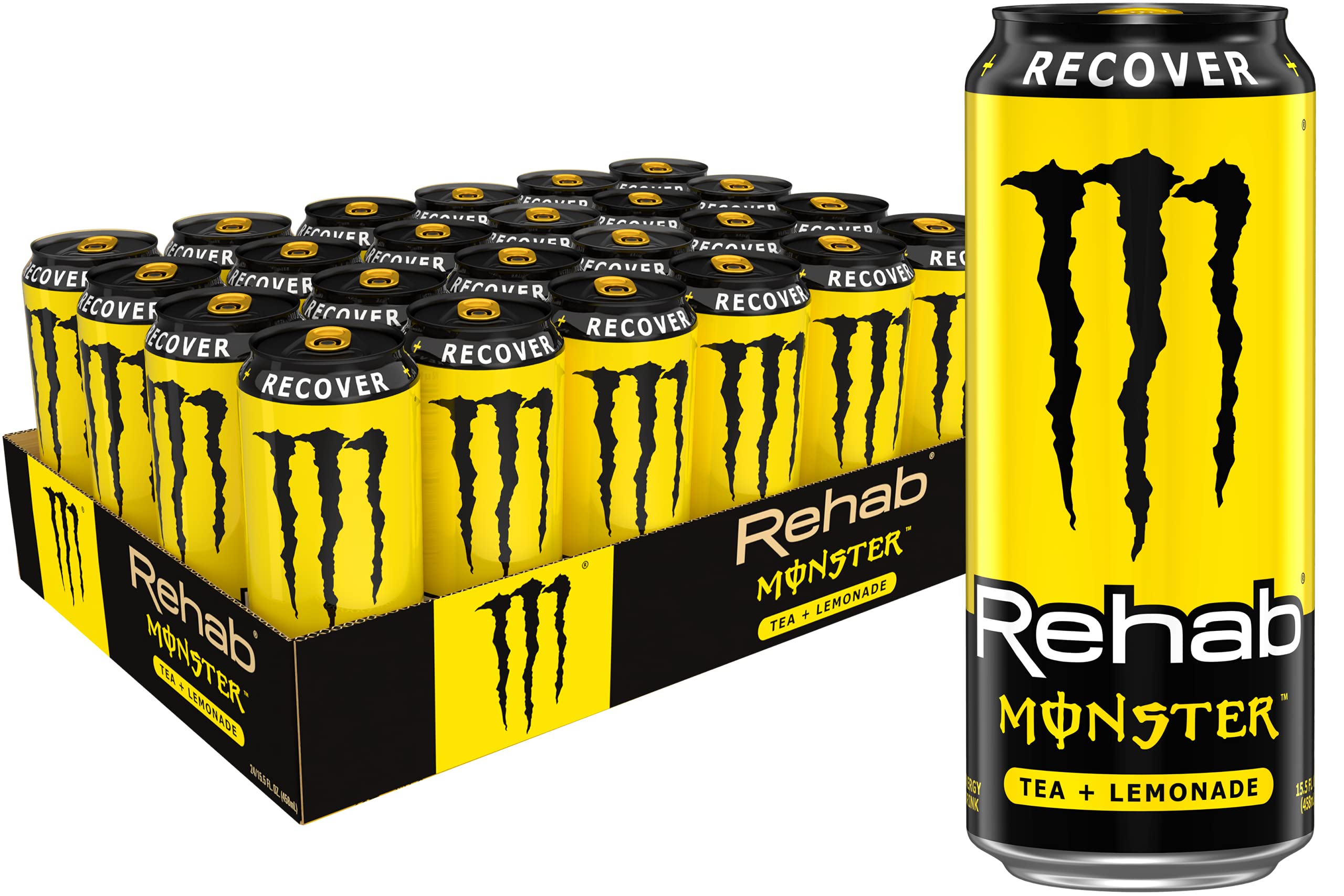 Monster Rehab Tea + Lemonade + Energy, Energy Iced Tea, 15.5 Ounce (Pack of 24)