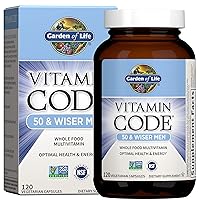 Multivitamin for Men, Vitamin Code 50 & Wiser Men's Raw Whole Food Vitamin Supplement with Probiotics, Vegetarian, 120 Capsules