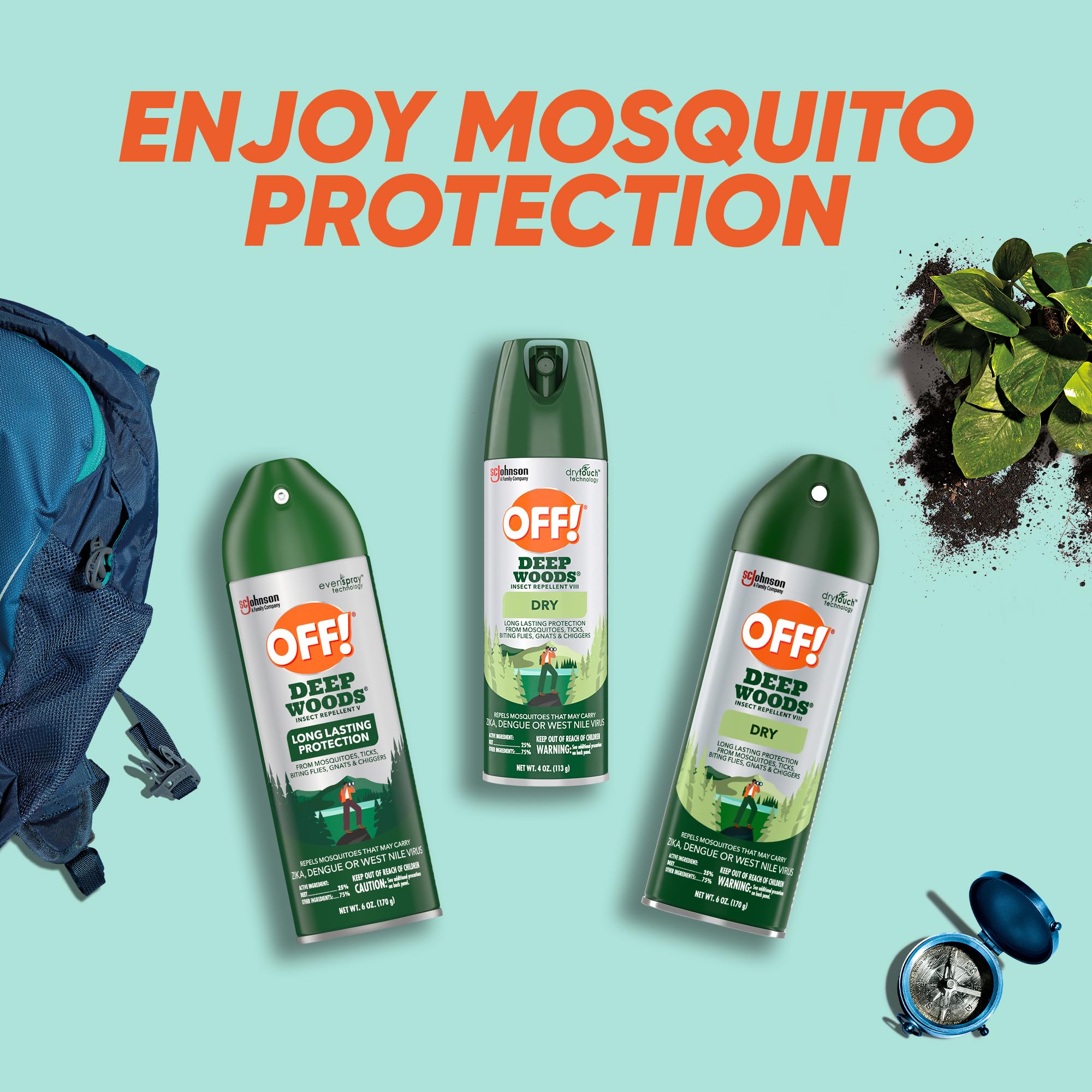 OFF! Deep Woods Insect Repellent Aerosol, Dry, Non-Greasy Bug Spray with Long Lasting Protection from Mosquitoes, 4 oz, 2 ct