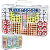Battery Organizer Storage Holder Case with Double-Sided, Garage Box with Tester Checker. Batteries Container for 269pcs AA AAA AAAA 3A 4A 9V C D Lithium 4LR44 CR2 CR123A CR1632 CR2032 18650 - White