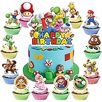 Cake Topper Decoration 25 Pcs Girl and Boy Birthday Party Cupcake Decorates for Anime Theme