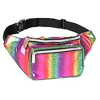 Holographic Rainbow Fanny Pack Belt Bag | Waterproof fanny pack for Women Fashionable - Crossbody Bag Bum Bag Waist Bag Waist Pack - Hands Free Pride Fanny Pack for Hiking, Running, and travel