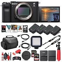Sony Alpha a7C Mirrorless Digital Camera (Body Only, Black) (ILCE7C/B) + 2 x 64GB Memory Card + 3 x NP-FZ-100 Battery + Corel Photo Software + Case + External Charger + Card Reader + More (Renewed)