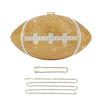 Evevictor Rhinestone Football Shaped Rugby Quirky Bag Crystal Cross Body Purse Bling Shoulder Handbag for Women, Gold