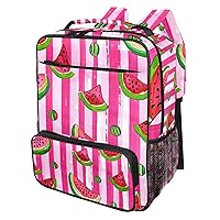Travel Backpacks for Women,Mens Backpack,Watermelon and Strawberry Pink Stripes,Backpack