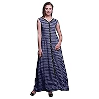 Bimba Women's Cotton Printed Front Slit Sleeveless V Neck Maxi Summer Spring Long Casual Dress