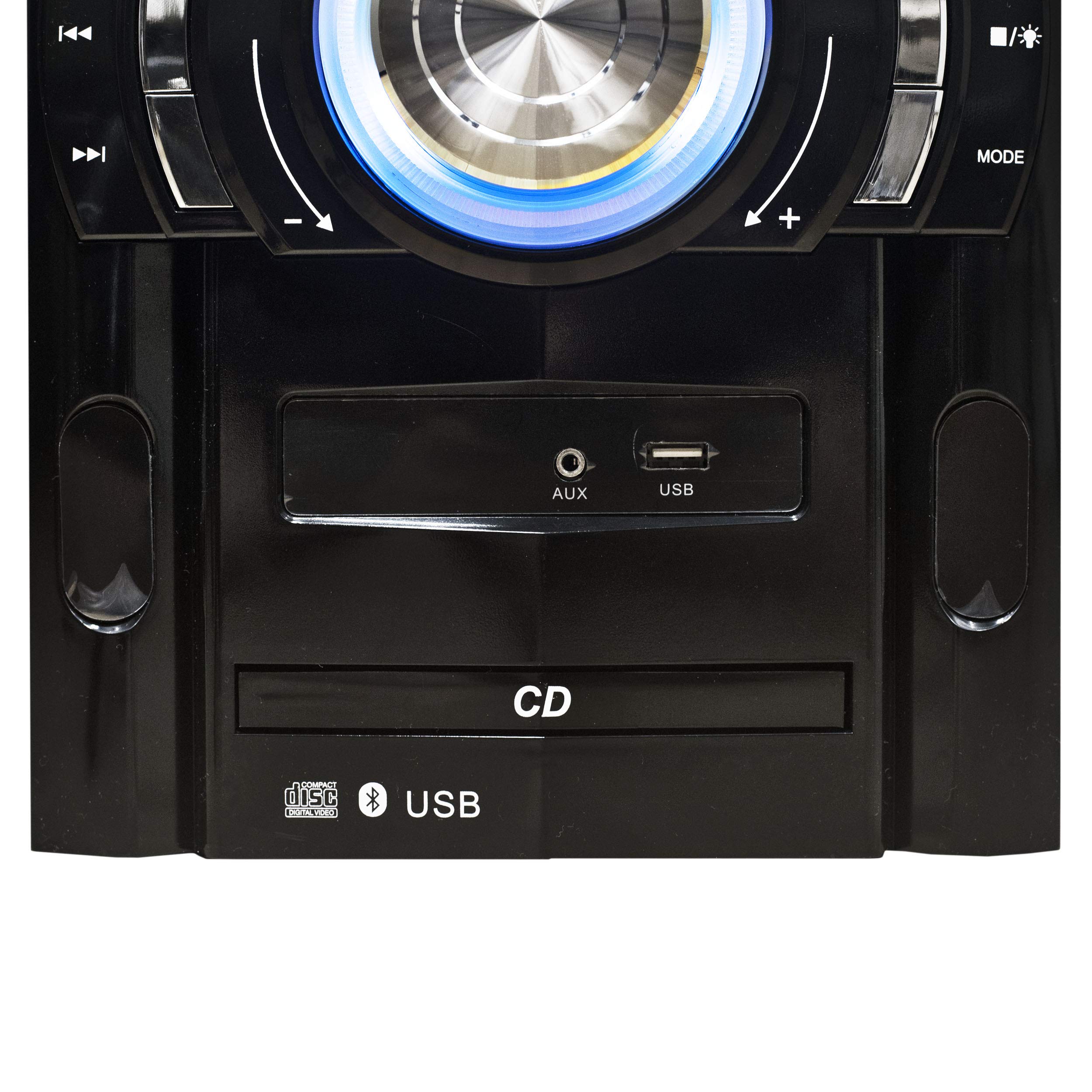 Magnavox MM440 3-Piece CD Shelf System with Digital PLL FM Stereo Radio, Bluetooth Wireless Technology, and Remote Control in Black | Blue Colored Lights | LED Display | AUX Port Compatible |