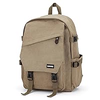 coowoz College Backpack Waterproof Black College Bags For Women Lightweight Travel Rucksack Casual Daypack Laptop Backpacks For Men Women (Canvas Khaki Large)