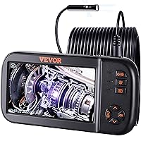 VEVOR 3 Lens Industrial Endoscope, 1080P HD Digital Borescope Inspection Camera 4.5 Inch IPS Screen IP67 Waterproof Snake Camera with 8 LED Lights, 16.5FT Semi-Rigid Cable, 32GB Card and Helpful Tool