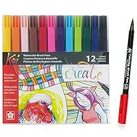 SAKURA Koi Coloring Brush Pens - Watercolor Brush Pen Set - Assorted Colors - 12 Pack