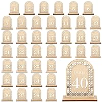 Wooden Table Numbers Rattan Wedding Table Numbers with Wooden Base Rustic Wood Centerpieces for Tables Numbered Wedding Signs for Wedding Baby Shower Anniversary Banquet Party (Number 1-40)