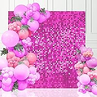 Hot Pink Shimmer Wall Backdrop Shimmer Wall Panels 36 Panels Square Sequin Backdrop for Birthday Anniversary Wedding Graduation Bachelorette Party Decoration