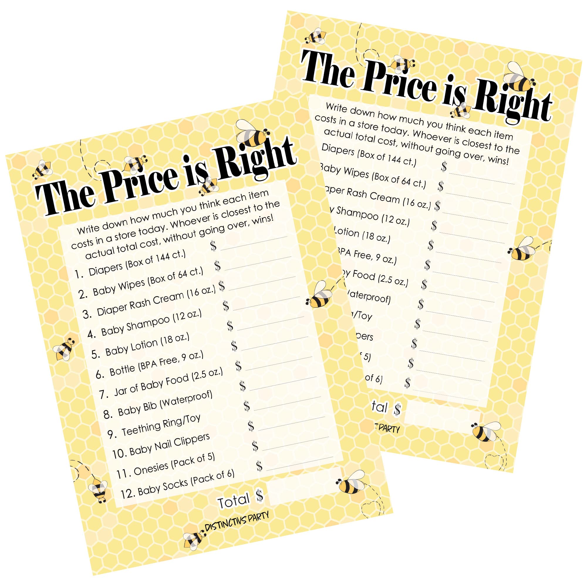 Bumble Bee Price is Right Baby Shower Game - 20 Count