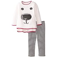 Little Lass Baby Girls' 2 Piece Fuzzy Sweater Set Stripe