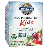 Garden of Life Organic Raw Probiotics for Kids - 5 Billion CFU Children's Acidophilus, Bifido Probiotic Powder Supplement with Fruit and Veggie Prebiotics for Digestive & Immune Health - 60 Servings