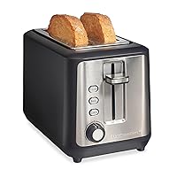 Hamilton Beach Gourmet 2 Slice Slot Toaster with Extra Long & Wide Slots, Sure-Toast Technology, Shade Selector, Bagel Setting, Matte Black and Stainless Steel (22996)
