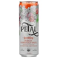 Petal Sparkling Water, Peach Marigold Basil, 12 Ounce Can (Pack of 12)