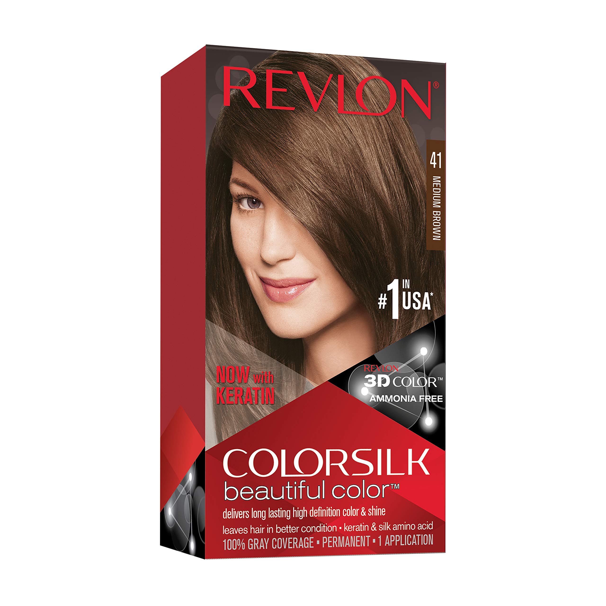 Mua Permanent Hair Color by Revlon, Permanent Hair Dye, Colorsilk with 100%  Gray Coverage, Ammonia-Free, Keratin and Amino Acids, 41 Medium Brown,   Oz (Pack of 1) trên Amazon Mỹ chính hãng 2023 | Fado