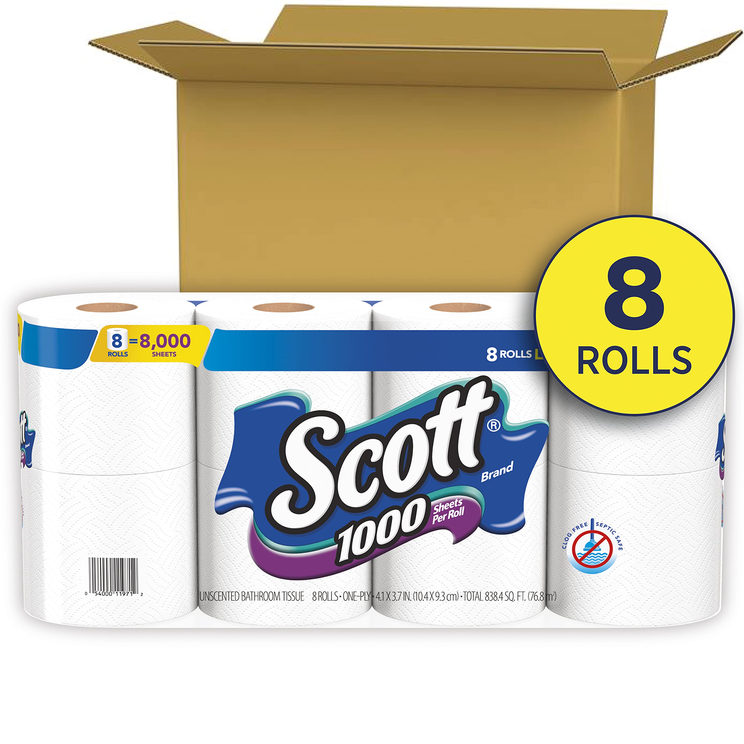 Scott 1000, Toilet Paper, 8 Rolls