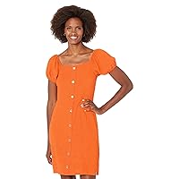 Tommy Hilfiger Women's Square Neck Puff Sleeve Dress, Mandarin