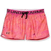 Under Armour Girls' Play Up Shorts, (963) Bubble Peach / / Rebel Pink, Small Plus