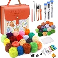 Mayboos Needle Felting Kit, Wool Roving 35 Colors Set, Wool Felting Tool Starter Kit Felt Molds with Portable Storage Box for DIY Craft Home Decoration Gift