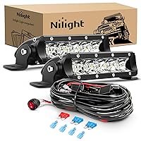ZH025 2PCS 7 Inch 30W Super Slim Spot Led Light Bar Driving Fog Light Single Row Off Road LED Lights and Off Road Wiring Harness- 2 Leads, 2 Years Warranty