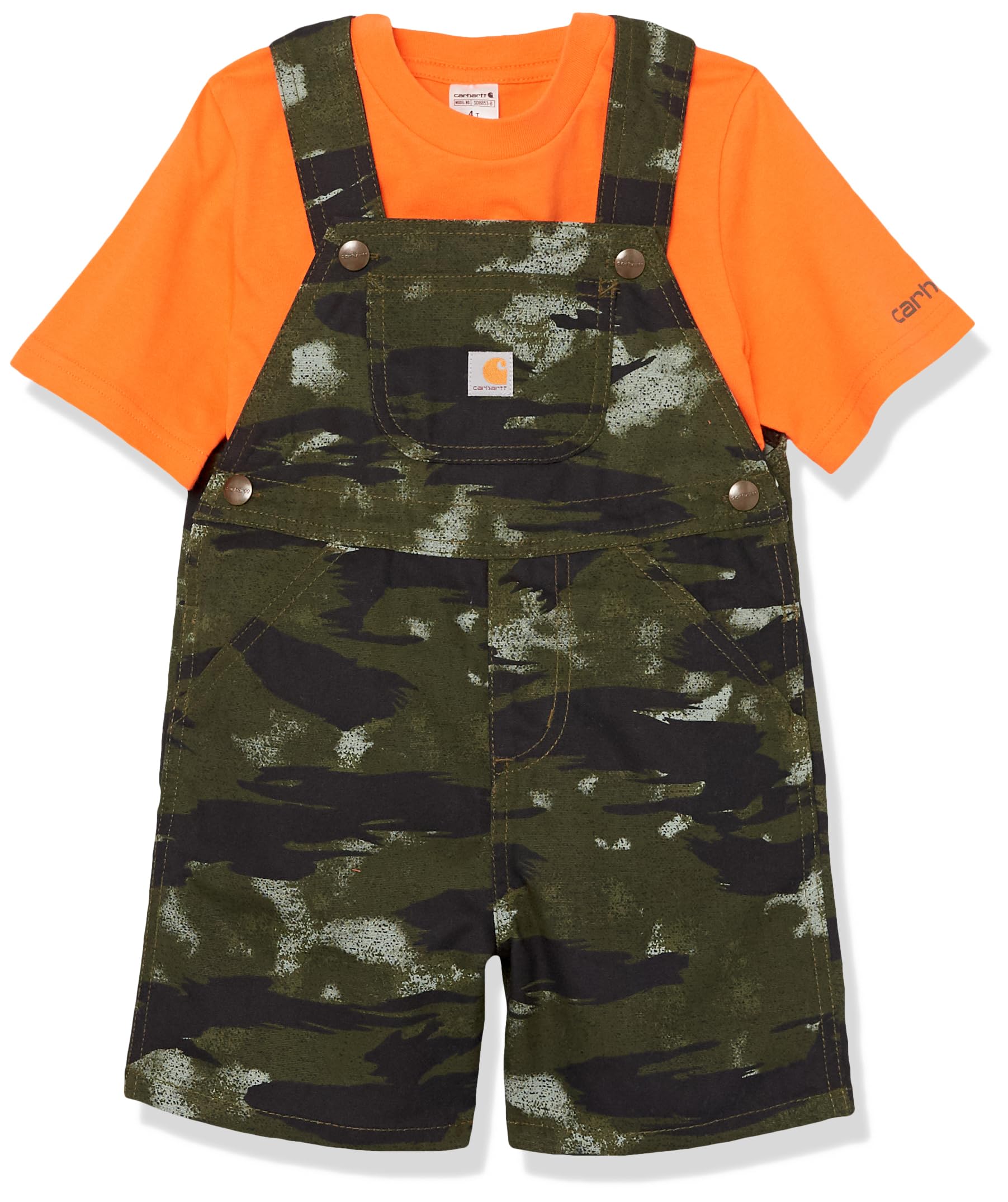 Carhartt boys Short-sleeve Bodyshirt & Canvas Shortall Set