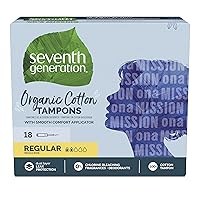 Seventh Generation Organic Cotton Tampons with Comfort Applicator Regular Absorbency 18 count, Pack of 2