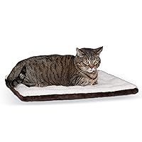 K&H PET PRODUCTS Self-Warming Cat Bed Pad, Self-Heating Thermal Cat and Dog, Cat Warmer Mat for Feral and Indoor Cats, Oatmeal/Chocolate 21 X 17 Inches
