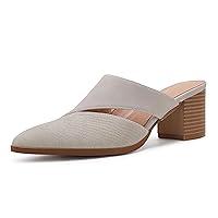 Syktkmx Women's Cutout Backless Mules Slip On Closed Toe Chunky Stacked Heeled Sandals