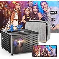 OTOUCH Projector Native 1080P 18000LM 5G WiFi Bluetooth 4K Support with 4P/8D Keystone/Phone Sync/HiFi Speakers/BT Remote/50% Zoom/500'' /Portable Case for Phone PC TV Stick PPT Home Ourdoor Gaming