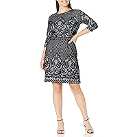 Gabby Skye Women's Elbow-Sleeve Mock-neck Lace Fit-and-Flare Dress