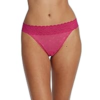 Skarlett Blue Dare Women's Low Rise Comfortable Thong with Stretchy Dot Lace and Floral Trim Waistband